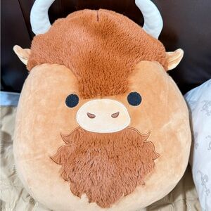 Squishmallows Buffalo Pillow - Tan and Cream